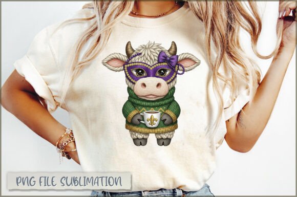 Baby Cow Mardi Gras Plush Embroidery PNG