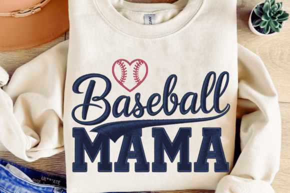 Baseball Mama Faux Embroidery PNG