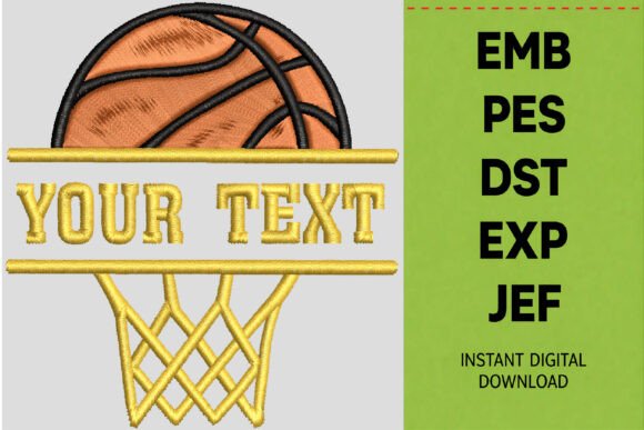 Basketball Split Embroidery Design