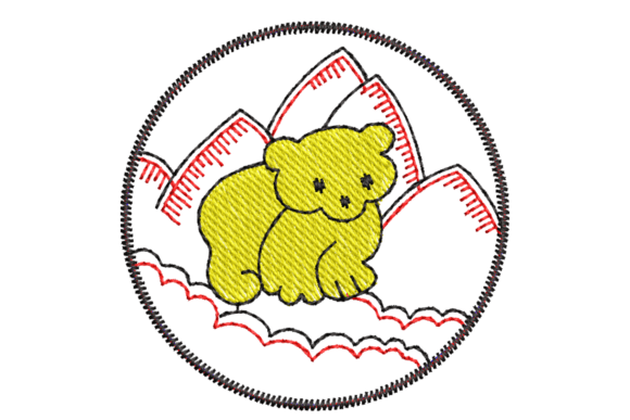 Bear on Clouds Embroidery Design