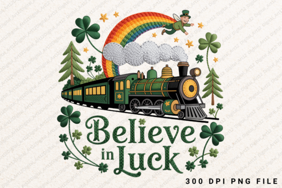 Believe in Luck Embroidery PNG Design