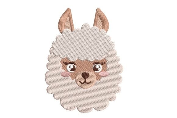 Cute Llama Face Embroidery