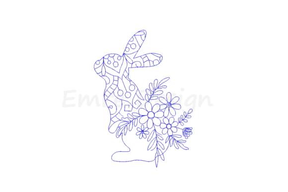 Floral Easter Bunny Embroidery Design