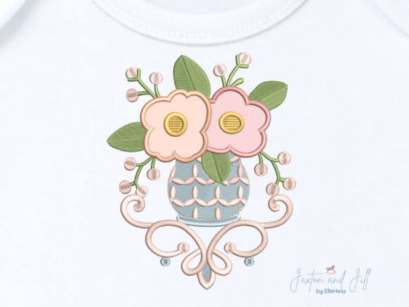 Floral Vase Machine Embroidery Design