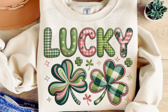 Lucky Shamrock Faux Embroidery PNG