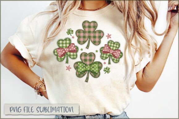 Shamrock and Bow Embroidery PNG