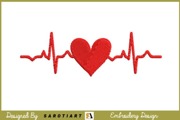 Valentine Embroidery Design Heartbeat