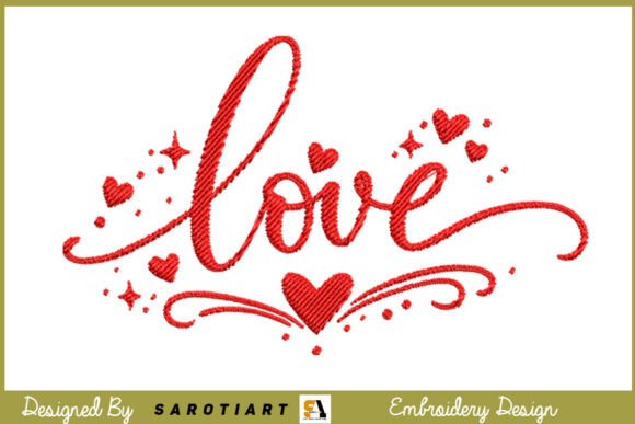 Valentine Embroidery Love Design