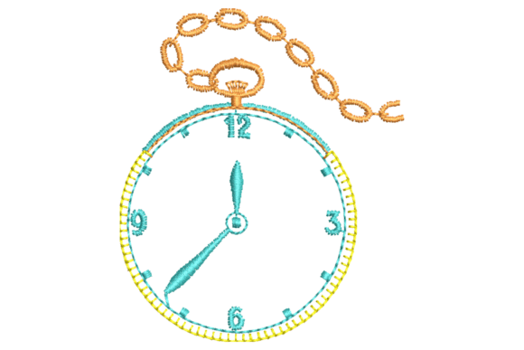 Vintage Pocket Watch Embroidery Design