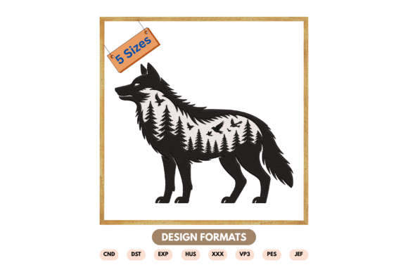 Wildlife Wolf Embroidery Design